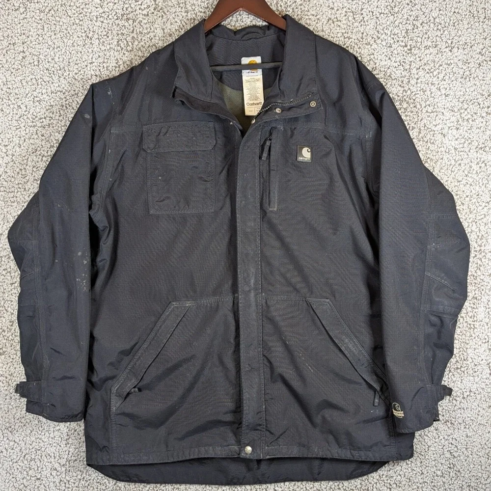 Carhartt C72 Workworn Jacket Coat Work Utility Insulated Black XL Tall Read Desc